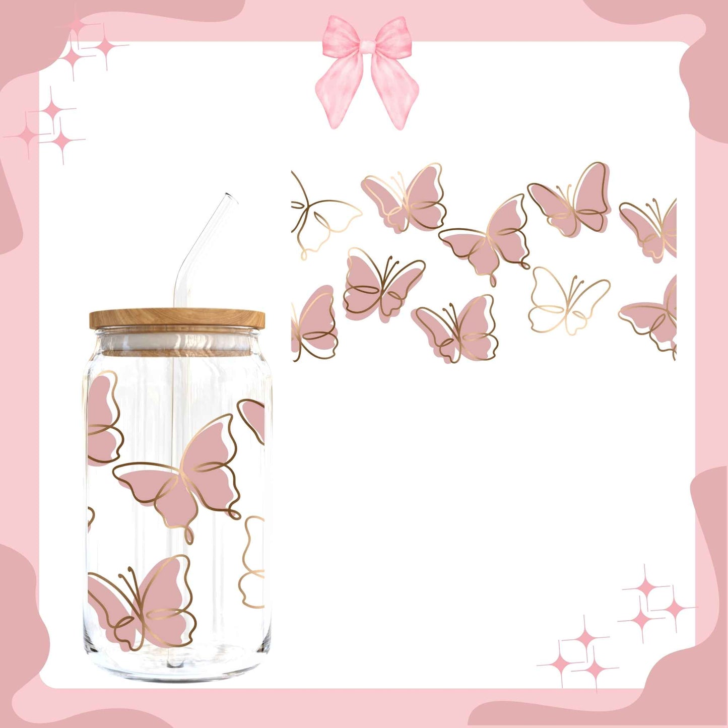 Pink Butterfly Sublimated Cup