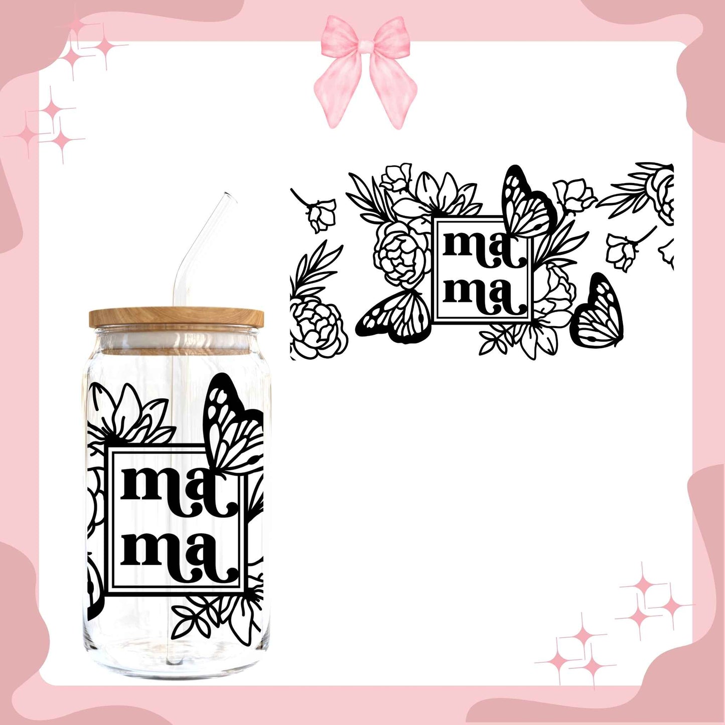 Mama Black Butterfly Sublimated Cup