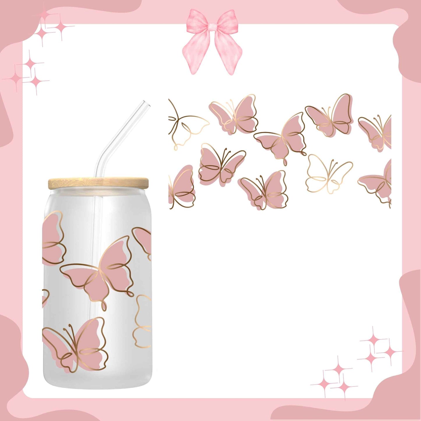 Pink Butterfly Sublimated Cup