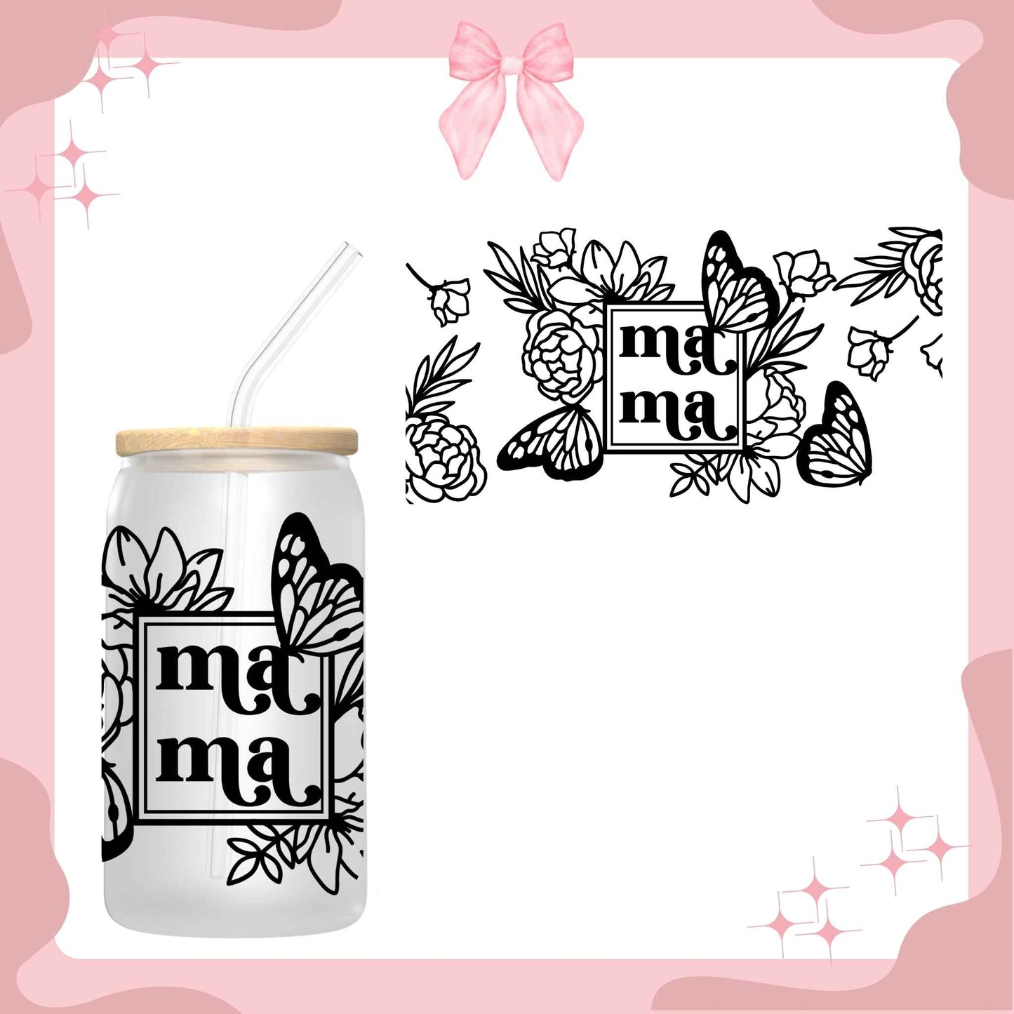 Mama Black Butterfly Sublimated Cup