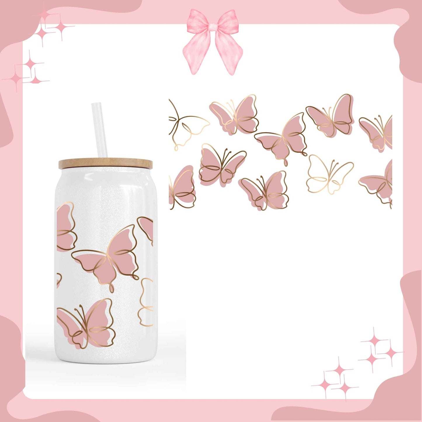 Pink Butterfly Sublimated Cup