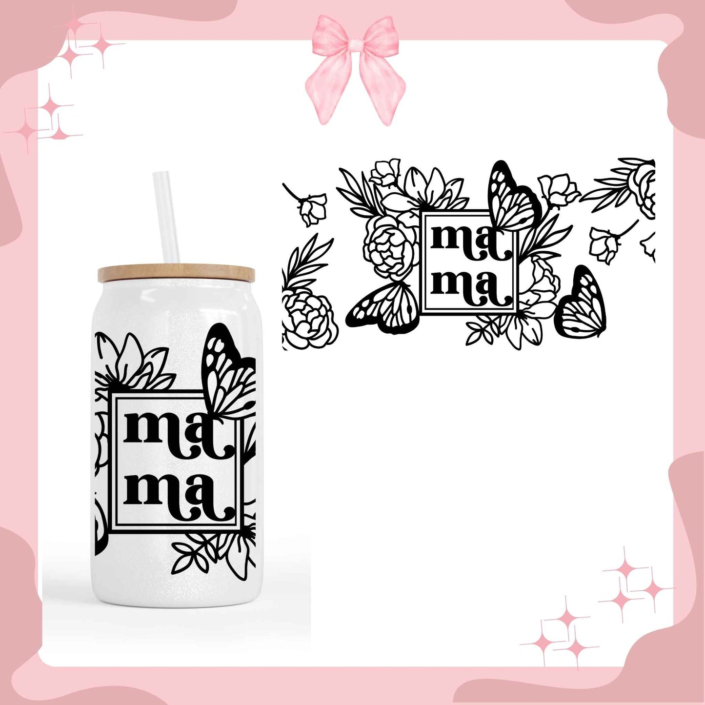 Mama Black Butterfly Sublimated Cup